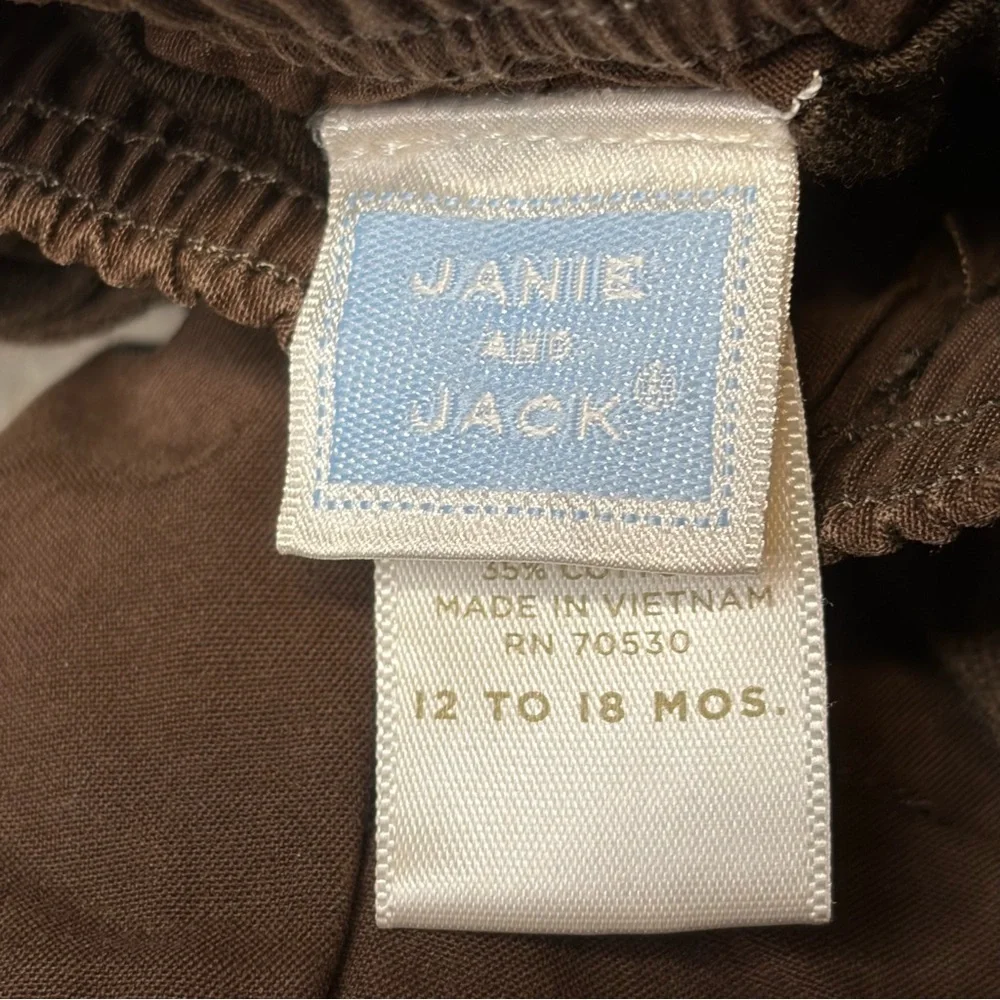 Janie and jack Boy’s Brown lined pants Joggers‎ Relaxed Fit Size 12-18 Months